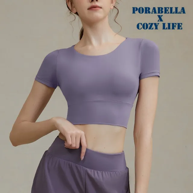 【Porabella】瑜珈短袖上衣  運動上衣 短袖上衣  寬鬆上衣 透膚上衣 運動服 排汗短袖 YOGA clothing