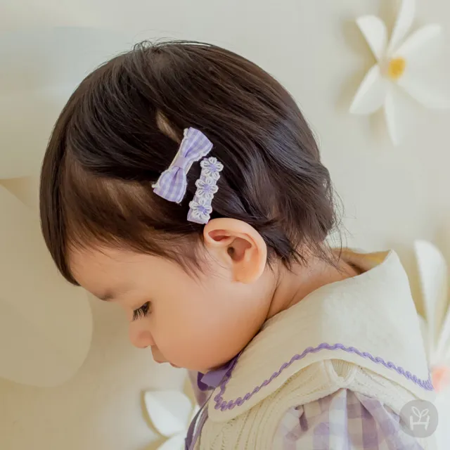 【Happy Prince】韓國製 Lolly蝴蝶結小花女嬰兒童髮夾3件組(女童髮飾紫色黃色)