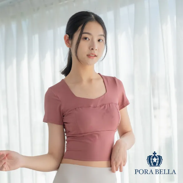 【Porabella】瑜珈短袖上衣  運動上衣 短袖上衣  寬鬆上衣 透膚上衣 運動服 排汗短袖 YOGA clothing