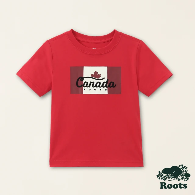 【Roots】Roots小童-加拿大日系列 加拿大國旗有機棉短袖T恤(紅色)