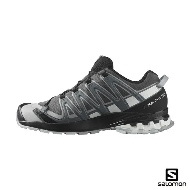 salomon官方直營】男XA PRO 3D V8 Goretex 健野鞋(磁灰/暴綠/白