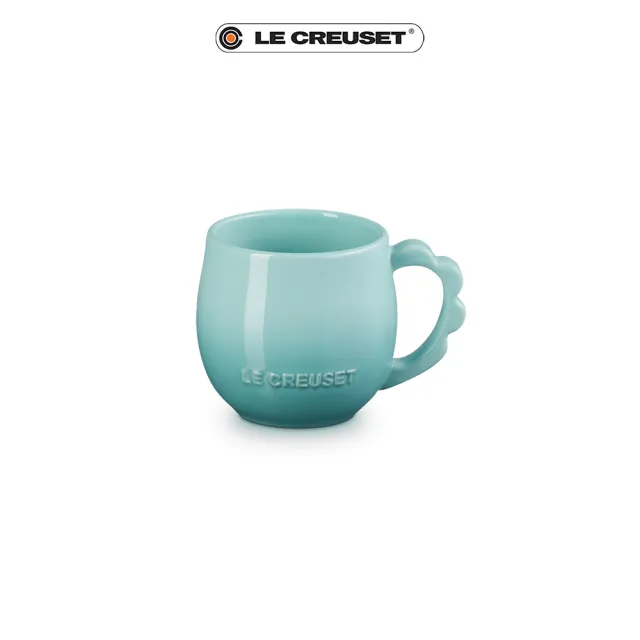 【Le Creuset】瓷器蕾絲花語系列馬克杯320ml(蛋白霜/銀灰藍/悠然綠/貝殼粉)