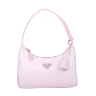 【PRADA 普拉達】Re-Edition 復刻版肩背腋下包-福利品(雪花石膏粉)