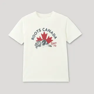 【Roots】Roots大童-加拿大日系列 手繪海狸有機棉短袖T恤(白色)