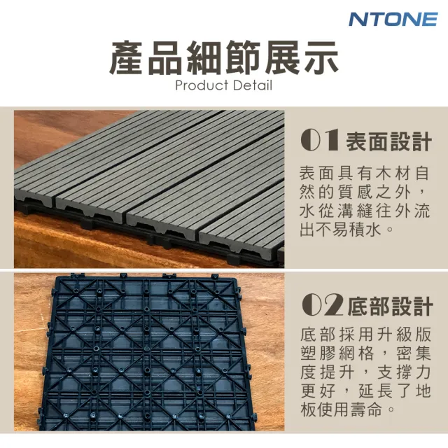【NTONE】拼接地板-咖啡色條紋款10片 卡扣式拼接地板 仿實木地板 防水防滑耐磨(拼接地板)