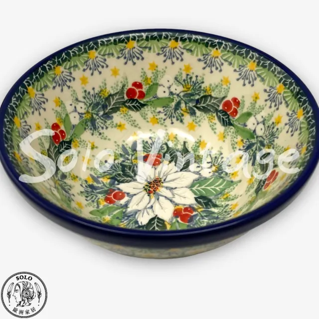 【SOLO 波蘭陶】波蘭製 CA 波蘭陶 14CM 丼飯碗 白色聖誕紅系列 CERAMIKA ARTYSTYCZNA