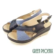 【GREEN PHOENIX 波兒德】女 涼鞋 厚底 楔型 全真皮 輕量 台灣製(卡其、藍色)