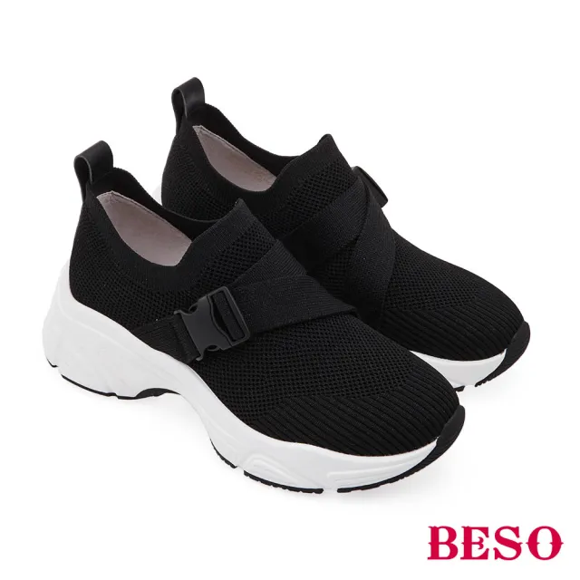 【A.S.O 阿瘦集團】BESO 輕量飛織布造型條帶插釦休閒鞋(多色任選)