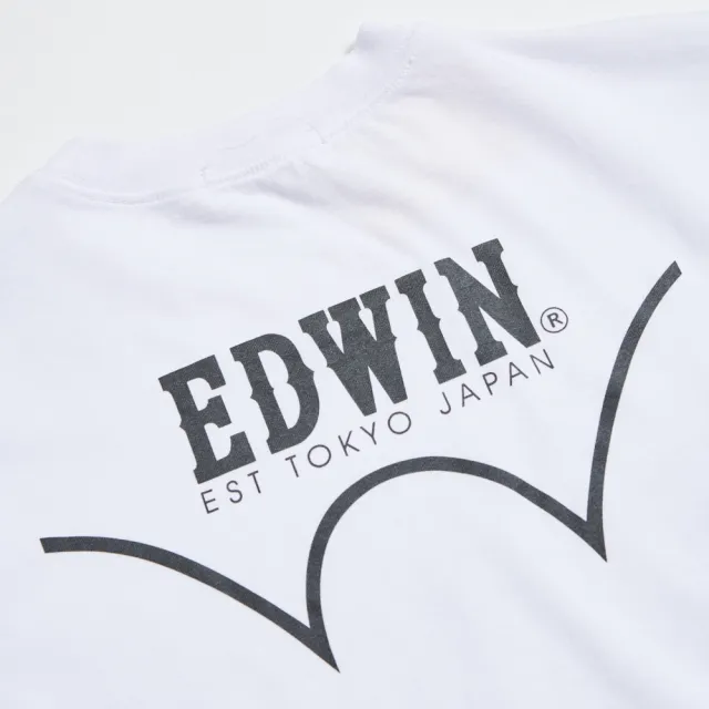 【EDWIN】男裝 人氣復刻款 前後反差短袖T恤(白色)