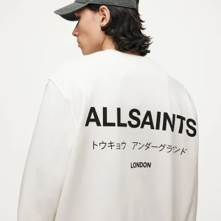 【ALLSAINTS】UNDERGROUND 純棉LOGO長袖衛衣-白(寬鬆版型)