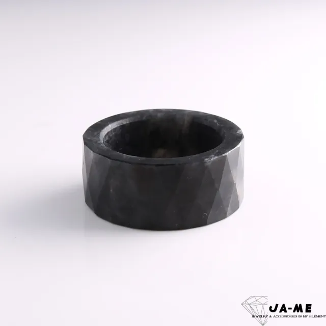 【JA-ME】天然A貨翡翠冰種烏雞鑽石切面寬版戒指 國際圍21(雙10周年慶/情人送禮)