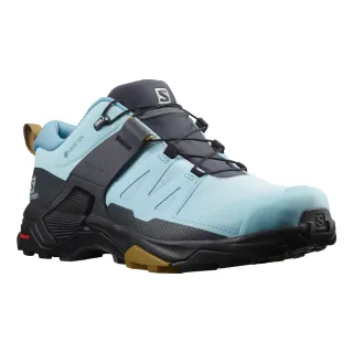 【salomon官方直營】女 X ULTRA 4 Goretex 低筒登山鞋(水晶藍/黑/孜然黃)