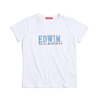 【EDWIN】女裝 人氣復刻款 情侶短袖T恤(白色)
