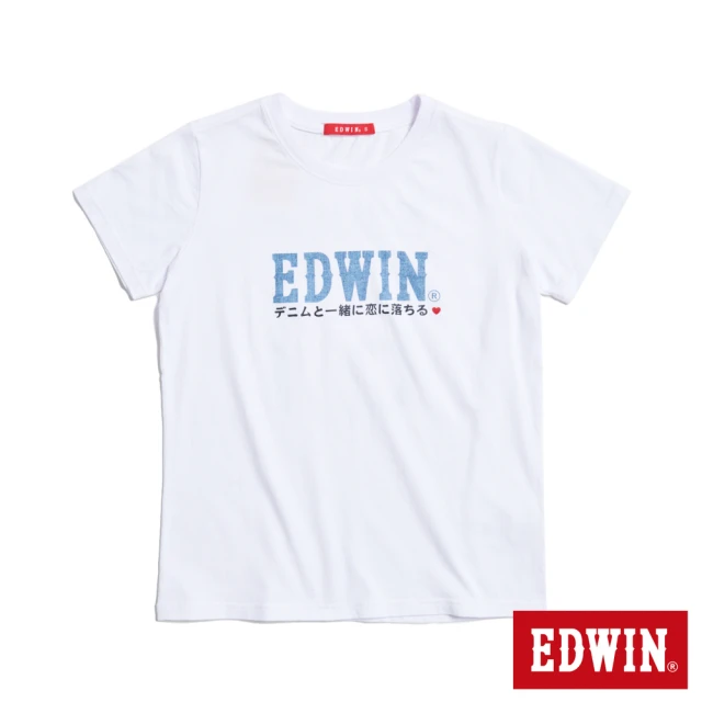 EDWIN 女裝 人氣復刻款 情侶短袖T恤(白色)