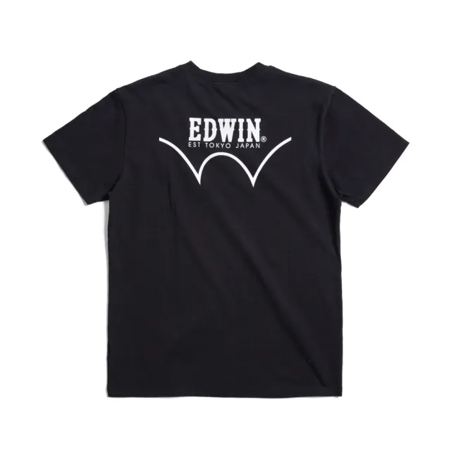 【EDWIN】男裝 人氣復刻款 前後反差短袖T恤(黑色)