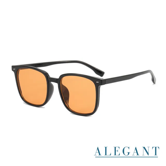 【ALEGANT】潮流造型燦夜橘輕量貓眼方框墨鏡/UV400太陽眼鏡(千雲的澄透光景)
