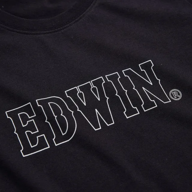 【EDWIN】女裝 人氣復刻款 3M反光LOGO短袖T恤(黑色)