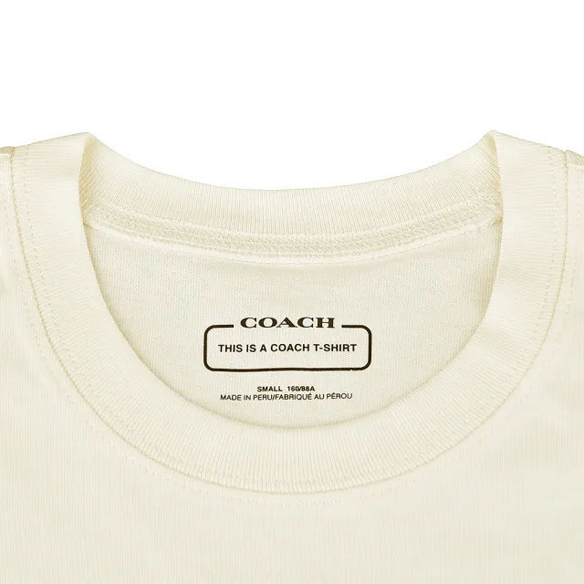 【COACH】COACH字母LOGO緹花C字設計純棉短袖T恤(女款/米黃)