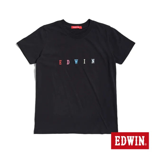 EDWIN】女裝人氣復刻款繽紛繡花LOGO短袖T恤(黑色) - momo購物網- 好評