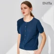 【Diffa】短袖條紋緹花線衫-女