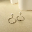 【MIESTILO】雪白圈環｜珍珠耳環(設計師款 幾何 珍珠 白鋼耳環)