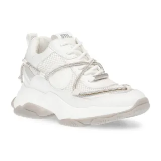 【STEVE MADDEN】MOTOCROSS 網布拼接厚底老爹鞋(白色)