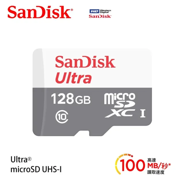 【SanDisk 晟碟】全新版 Ultra 128GB microSDXC 記憶卡 100MB/s(原廠7年保固)