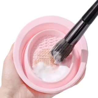 【彩妝清洗】摺疊刷具清洗盤(通用洗刷具 矽膠 美妝蛋 粉底刷 眼影刷 洗刷盤 便攜 外出旅行刷具清潔)