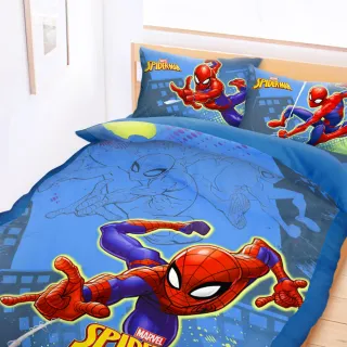 【享夢城堡】雙人床包涼被四件組(蜘蛛人SpiderMan 英雄出擊-藍)
