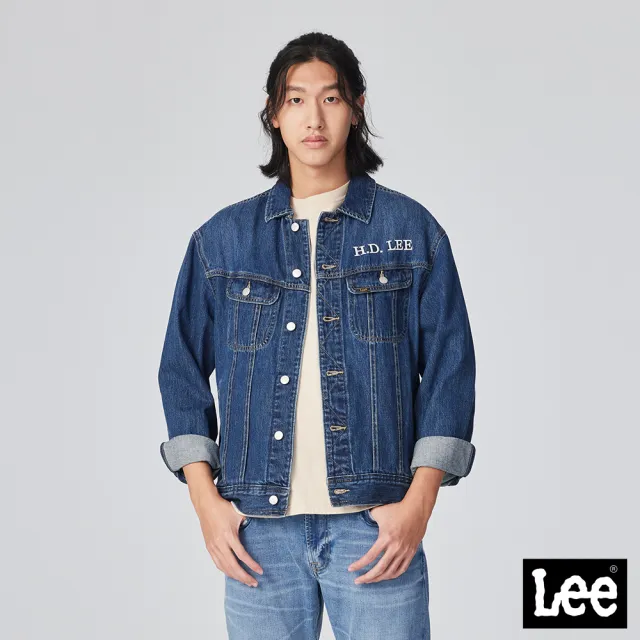 【Lee】男裝 牛仔外套 / H.D.LEE 袋口刺繡 中藍洗水 舒適版型(LB314001860)