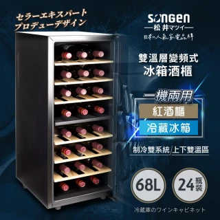 【SONGEN 松井】變頻式右開單門雙溫控冰箱紅酒櫃/冷藏冰箱/半導體酒櫃(SG-68DLW)