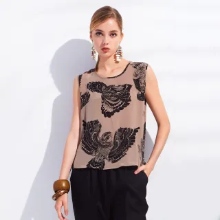 【MON’S】貓頭鷹印花100%蠶絲背心(型)