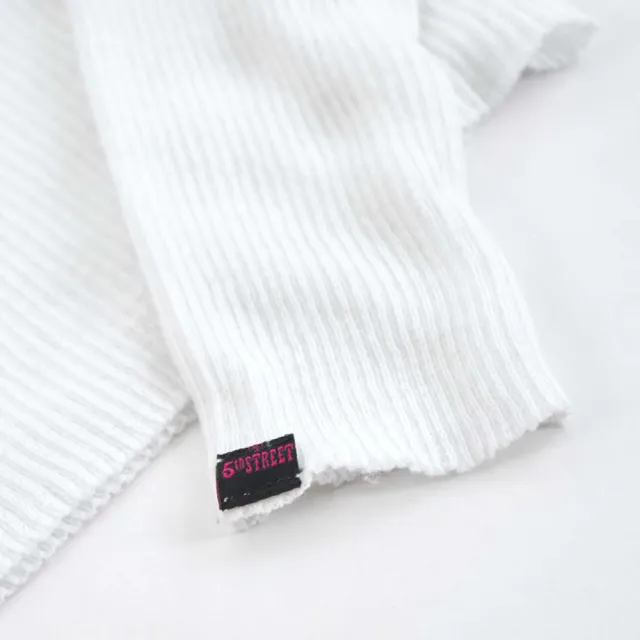 【5th STREET】女裝素面細針針織上衣(白色)