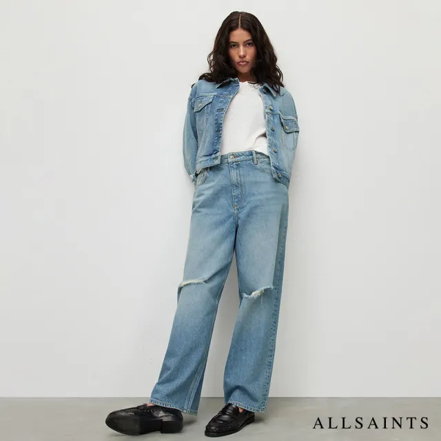 【ALLSAINTS】ELLI 頹廢破壞高腰寬版牛仔褲 WE003Y(寬褲版型)