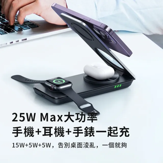【Mcdodo】25W三合一無線充Magsafe充電座 磁吸無線充電支架CH-115(iPhone15/14/13/12)