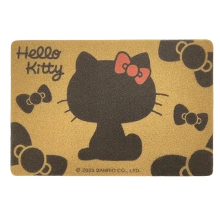 【小禮堂】Hello Kitty 刮泥絲圈地墊 60x40cm 棕剪影 - 少女日用品特輯(平輸品)
