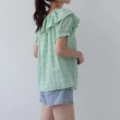 【PINK NEW GIRL】甜美大荷葉領短袖格紋上衣 L4206RD(2色)