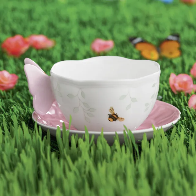【LENOX】粉彩蝶彩繽紛茶杯組-粉紅-237ml(居禮名店獨家代理)