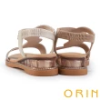 【ORIN】水鑽防滑鬆緊帶坡跟透氣涼鞋(白色)