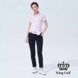 【KING GOLF】速達-網路獨賣款-女款煙火印圖背面撞色織帶短袖POLO衫(粉紫)
