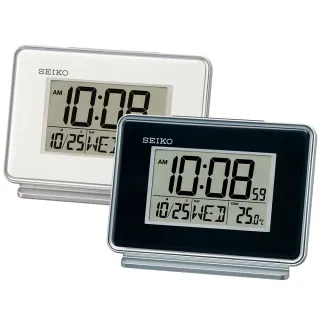 【SEIKO 精工】溫度顯示 雙鬧鈴電子鬧鐘-黑白2色可選 母親節 禮物(QHL068K/QHL068W/速)