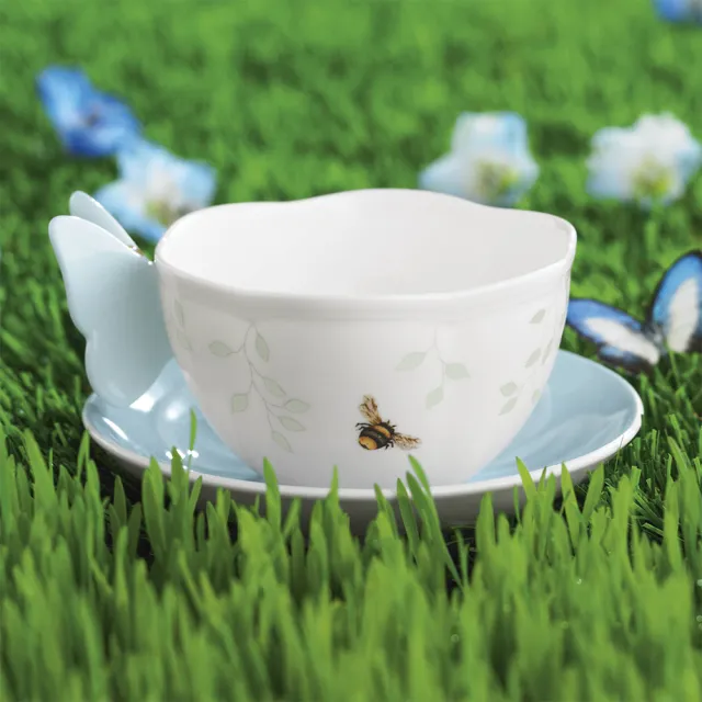【LENOX】粉彩蝶彩繽紛茶杯組-藍-237ml(居禮名店獨家代理)