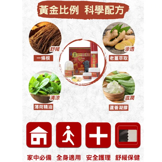 【金賺】金牌一條根加味老薑滾珠按摩液1瓶(30ml清涼放鬆)