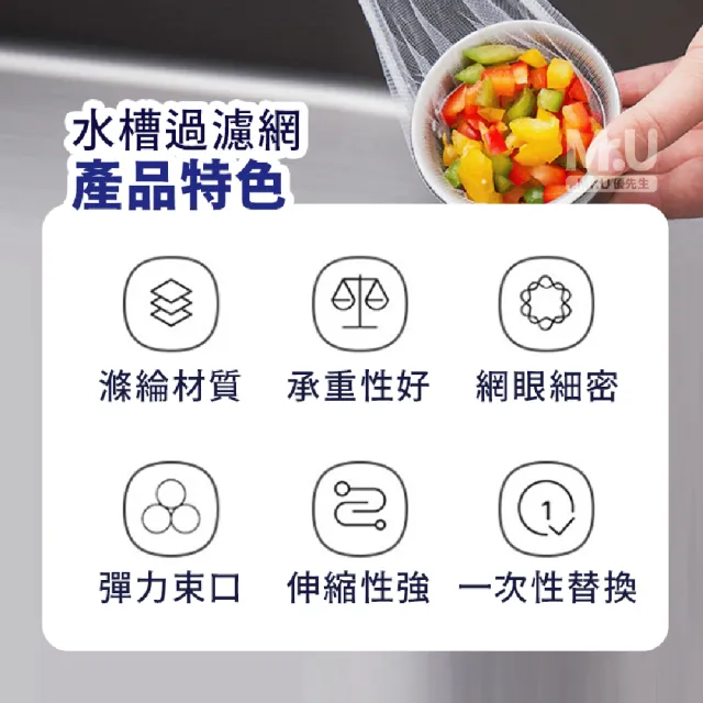 【Mr.U 優先生】水槽過濾袋 200入(菜渣過濾套 濾水網 過濾網 廚餘網袋 過濾食物殘渣 排水孔)