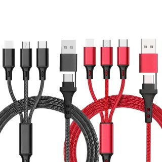 【OKLINE】六合一 3A USB PD編織快充線 Lightning TYPE-C Micro USB(PD 六合一 快充)
