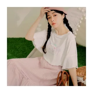 【OB 嚴選】KITTY野餐系列莫代爾五分傘袖修身上衣 《KB1472》