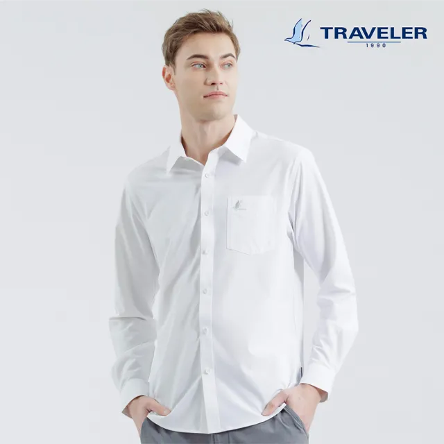 【TRAVELER 旅行者】男款彈性消臭抗UV長袖襯衫_231TR701(消臭/長袖襯衫)
