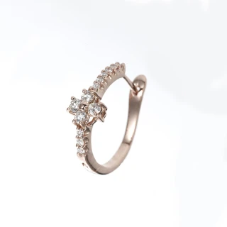 【DOLLY】18K金 輕珠寶0.20克拉玫瑰金鑽石耳環(單邊鑽石耳環)