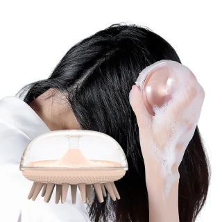 【頭皮SPA】水母造型矽膠頭皮按摩梳(血液循環 乾溼兩用 洗頭梳 護理頭皮 按摩刷 洗頭刷 洗髮梳 清潔梳)