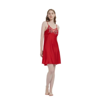 【蕾妮塔塔】緞面冰雪絲質 吊帶小洋裝(R26019-8紅)